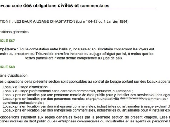 EXTRAIT DU CODE DES OBLIGATIONS CIVILES ET COMMERCIALES