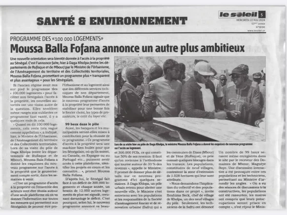 PROGRAMME DES 100 000 LOGEMENTS – MOUSSA BALLA FOFANA